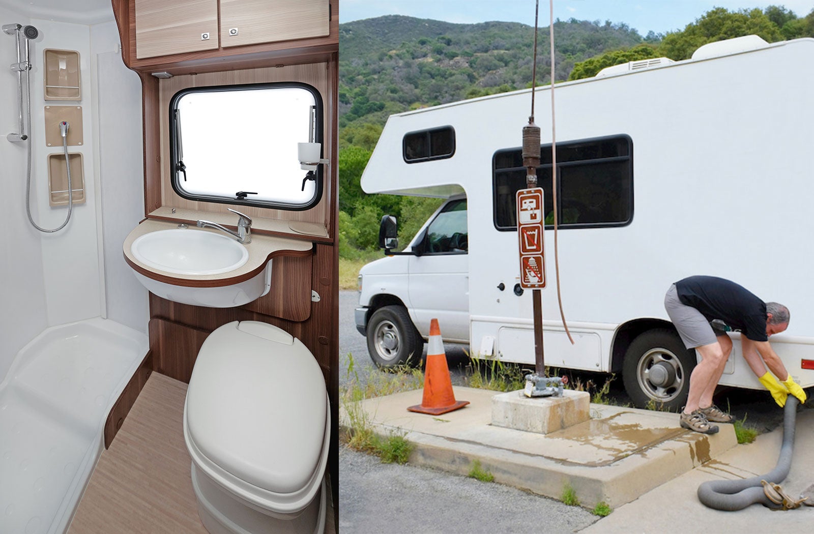 Portable RV/camper toilet and holding tank setup in West Memphis, Arkansas