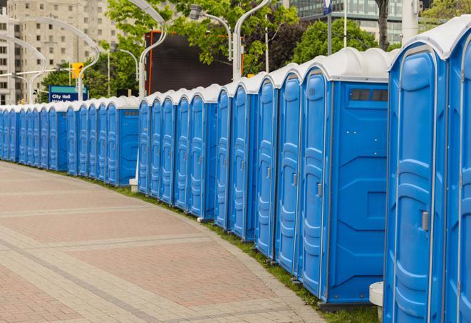 Seasonal porta potty units set up at a West Memphis, Arkansas venue